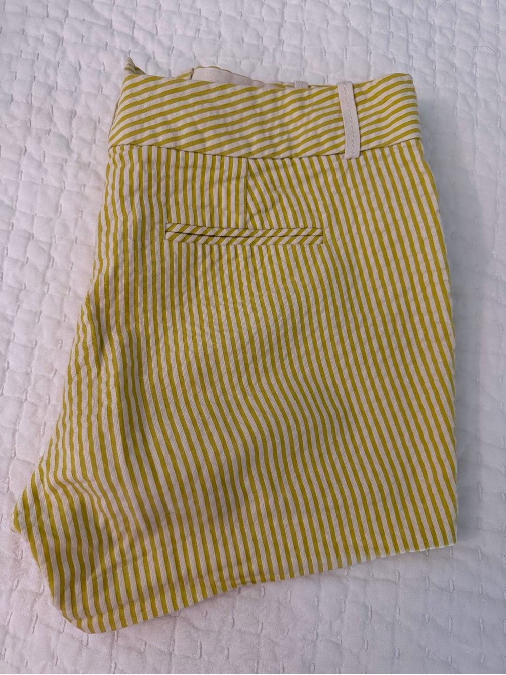 J. Crew Lime Green and White Striped Seersucker Cotton Shorts, Size 8